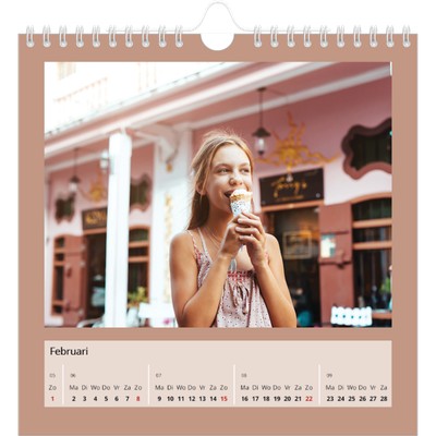 Jaarkalenders vierkant — Aardetinten [Februari]