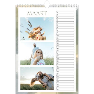 Verjaardagskalenders A4 — Verfkwast effect [Maart]