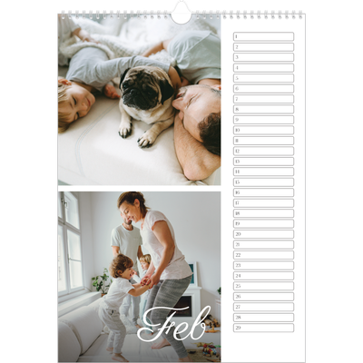 Verjaardagskalenders A3 — Handgeschreven maanden [Februari]