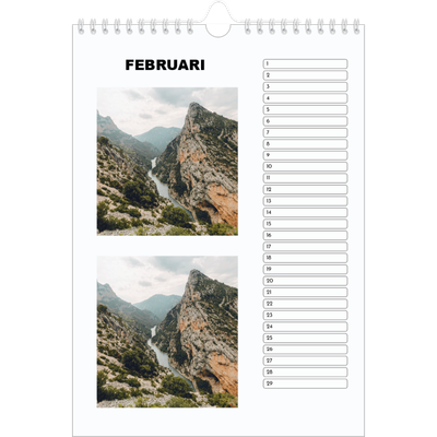 Verjaardagskalenders A4 — Eenvoudige foto [Februari]