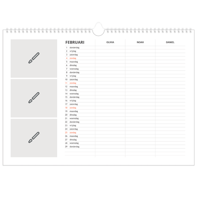 A3 Familieplanners — Ontwerp je eigen product - 3-persoons gezin [Februari]
