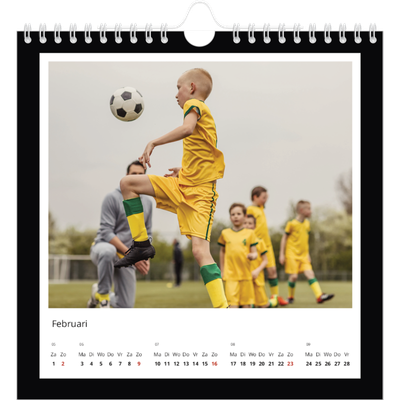 Jaarkalenders vierkant — Compleet zwart kader [Februari]