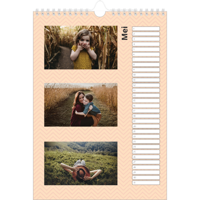 Verjaardagskalenders A4 — Pastelpatronen [Mei]