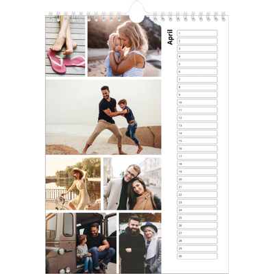 Verjaardagskalenders A4 — Collage in blokkenpatroon [April]