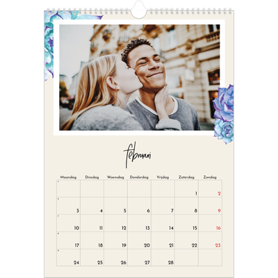 A3 Jaarkalenders — Geverfde bloemen [Februari]