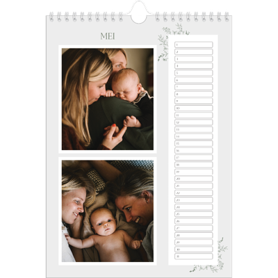 Verjaardagskalenders A4 — Hand gemaakte bloemen [Mei]