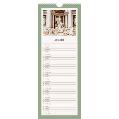 Smalle kalender  — Klassieke kleuren [Maart]