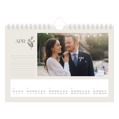 Fotokalender A5 — Initialen in bloei [April]