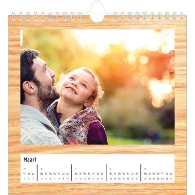 Jaarkalenders vierkant — Houtpatroon [Maart]