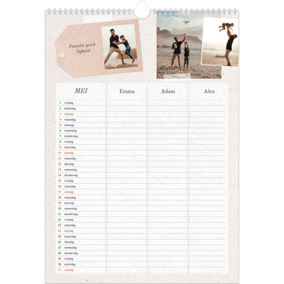 A3 Familieplanners — Natuurlijke handcraft - gezinsplanner 3 personen [omslag]