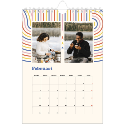 Fotokalender A5 — Retro strepen [Februari]