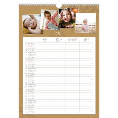 A3 Familieplanners — Warme aardetinten - gezinsplanner 4 personen [omslag]