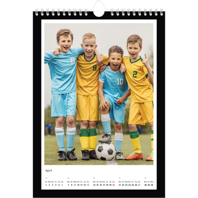 Fotokalender A4 (20 x 30 cm) — Compleet zwart kader [April]