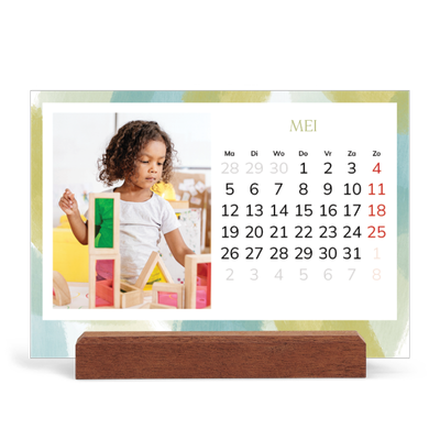 Bureaukalender met houten standaard  — Verfkwast effect [omslag]
