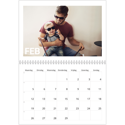 Fotokalender A4 Dubbel (30 x 40 cm) — Grote maandaanduiding [Februari]