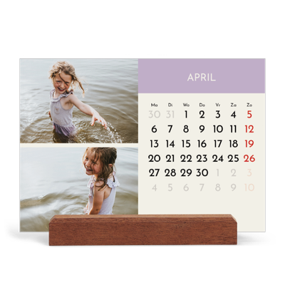 Bureaukalender met houten standaard  — Pastel hoofdstukken [April]
