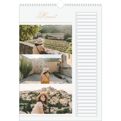 Verjaardagskalenders A3 — Goudschrift banner [Maart]