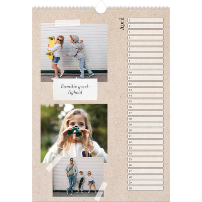 Verjaardagskalenders A3 — Foto's met plakband [April]