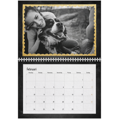 Fotokalender A4 Dubbel (30 x 40 cm) — Foto in glitterrand [Februari]