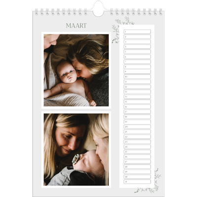 Verjaardagskalenders A4 — Hand gemaakte bloemen [Maart]