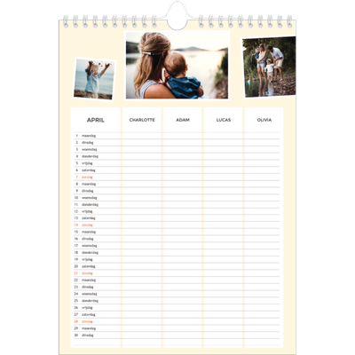 A4 Familieplanners — Modern - gezinsplanner 4 personen [April]