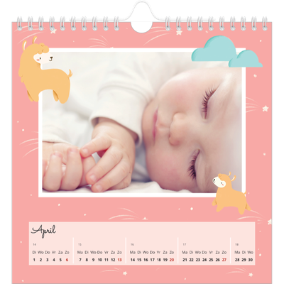 Jaarkalenders vierkant — Schattige dieren [April]