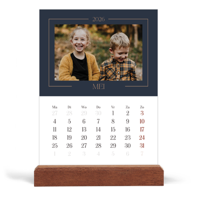 Bureaukalender met houten standaard  — Pruisisch blauw [omslag]