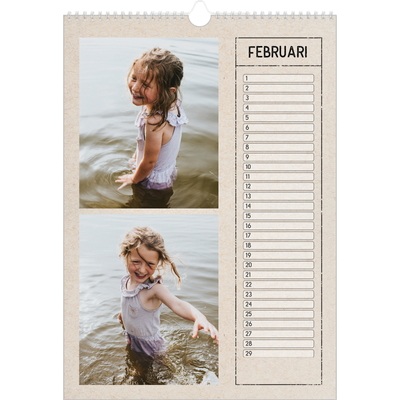 Verjaardagskalenders A3 — Craft stempel effect [Februari]