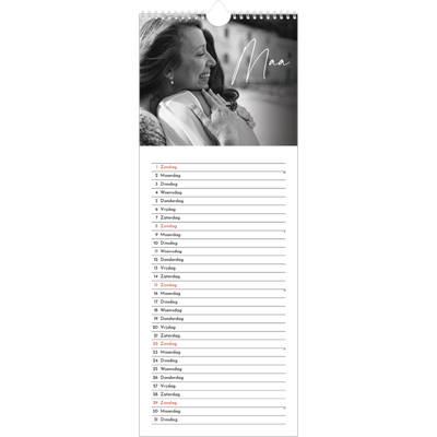 Smalle kalender  — Elegant schrift [Maart]