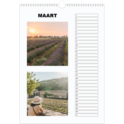 Verjaardagskalenders A3 — Eenvoudige foto [Maart]