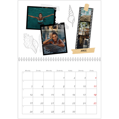 Fotokalender A4 Dubbel (30 x 40 cm) — Plakboek flair [April]