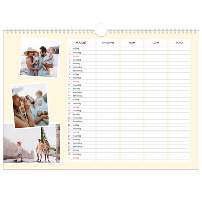 A3 Familieplanners — Modern - gezinsplanner 4 personen [Maart]