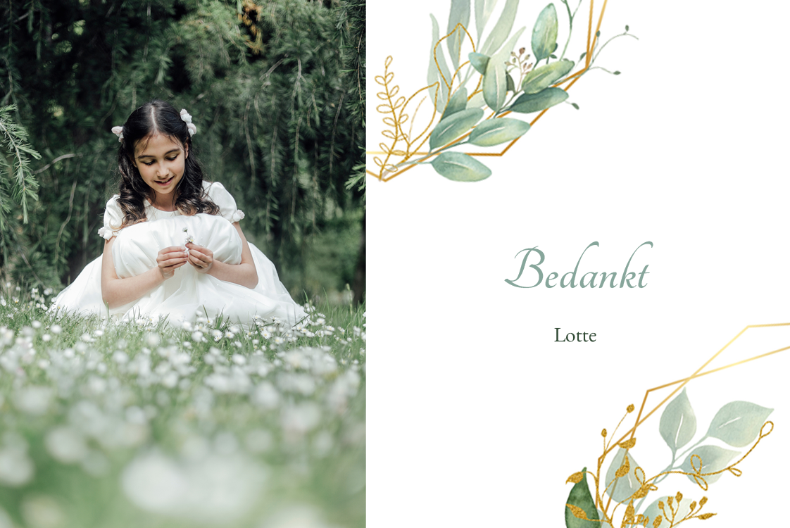 Bedankkaarten — Eucalyptus en gouden tak