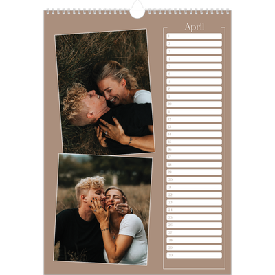 Verjaardagskalenders A3 — Gemaakte herinneringen [April]
