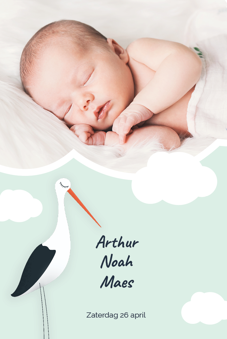 Uitnodigingen — Ooievaar met wolken