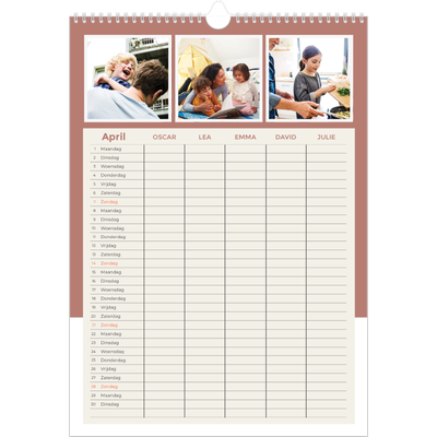 A3 Familieplanners — Aardse tonen - gezinsplanner 5 personen [April]