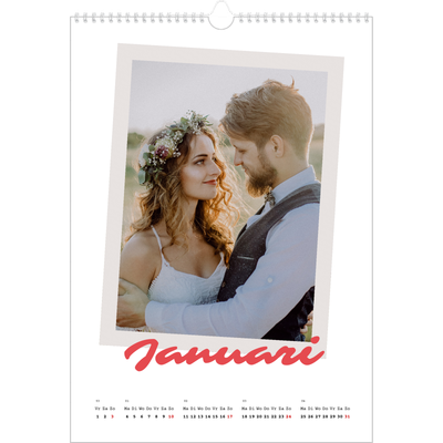 A3 Jaarkalenders — Karmijnrode handtekening [Januari]